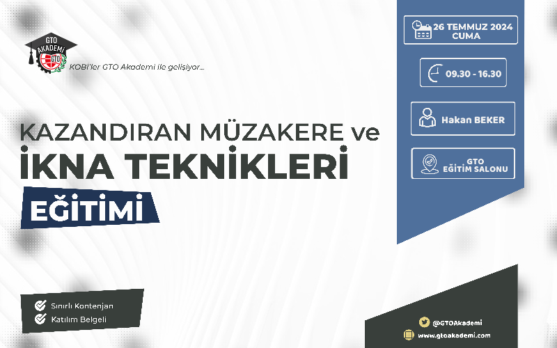 KAZANDIRAN MÜZAKERE ve İKNA TEKNİKLERİ EĞİTİMİ